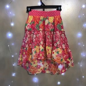 Girl’s 7/8 Tropical High Low Tiered Skirt
